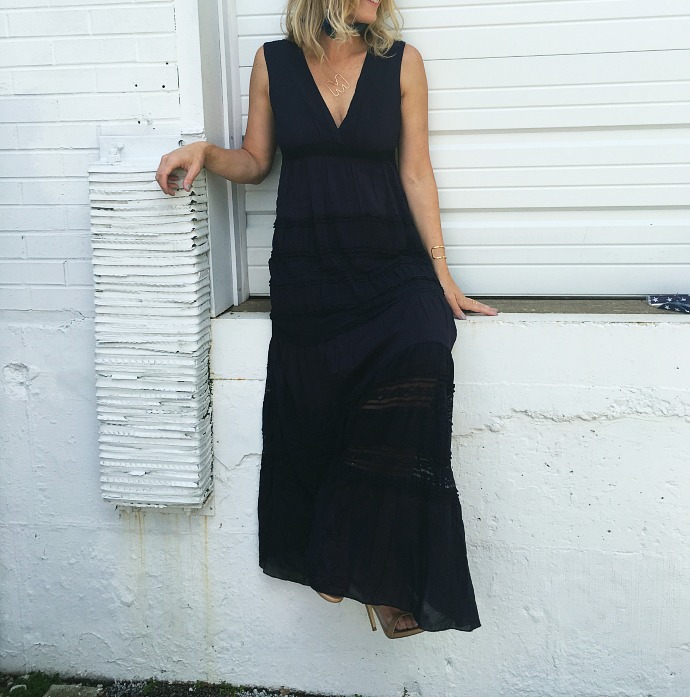 woman wearing Navy Maxi woman wearing Navy Maxi