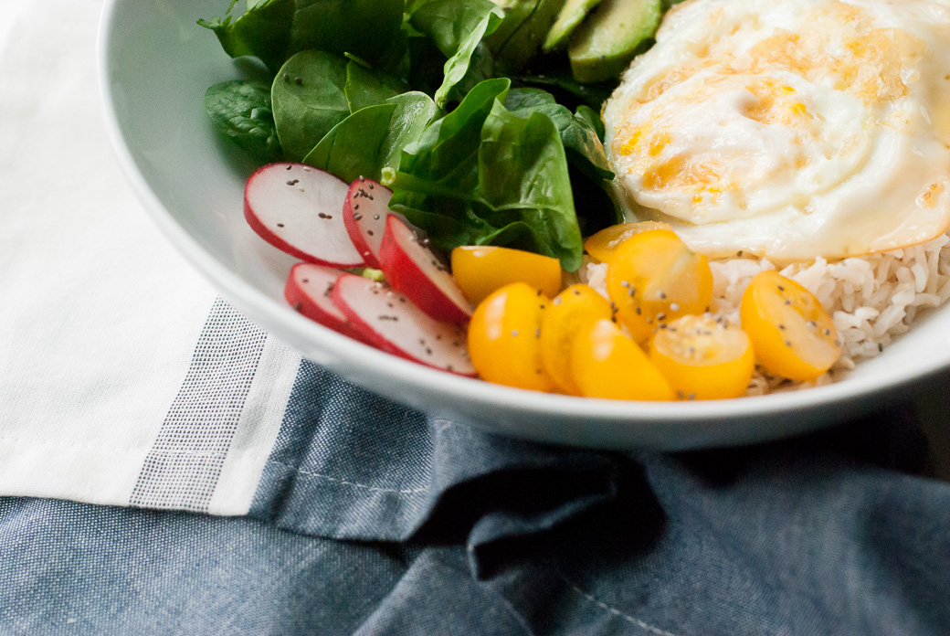 healthy food whole foods with egg and vegetables in a bowl for self care tips