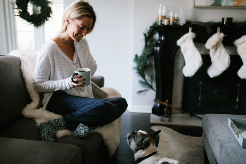 Upgrading holiday decor with faux fur wand winter green details