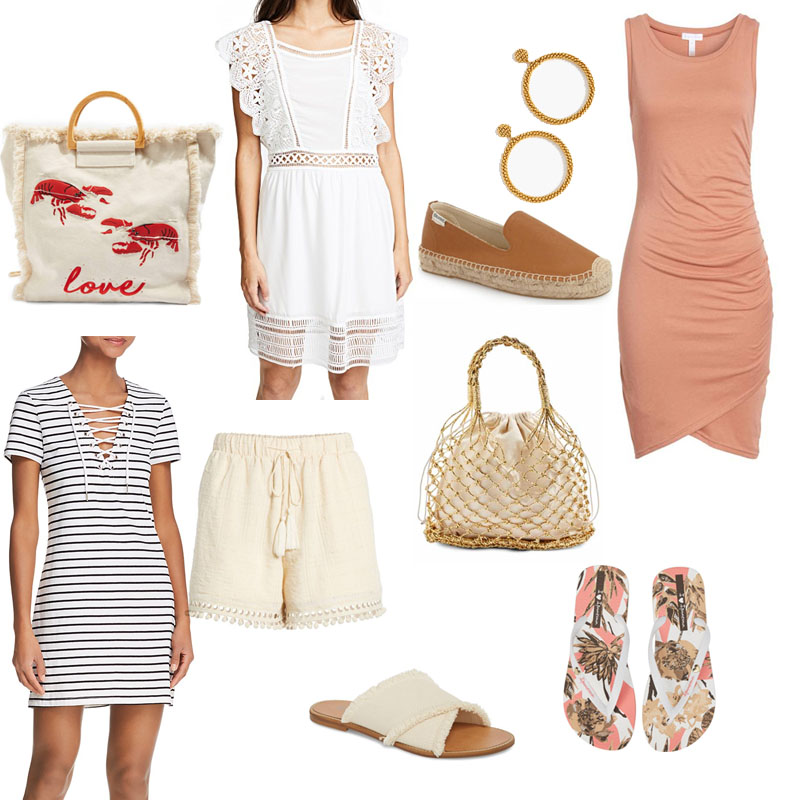 beach bags, shoes and summer dresses 10 Spring Break Finds Under $100: beach bags, shoes and summer dresses mostly in blush tones all under $100