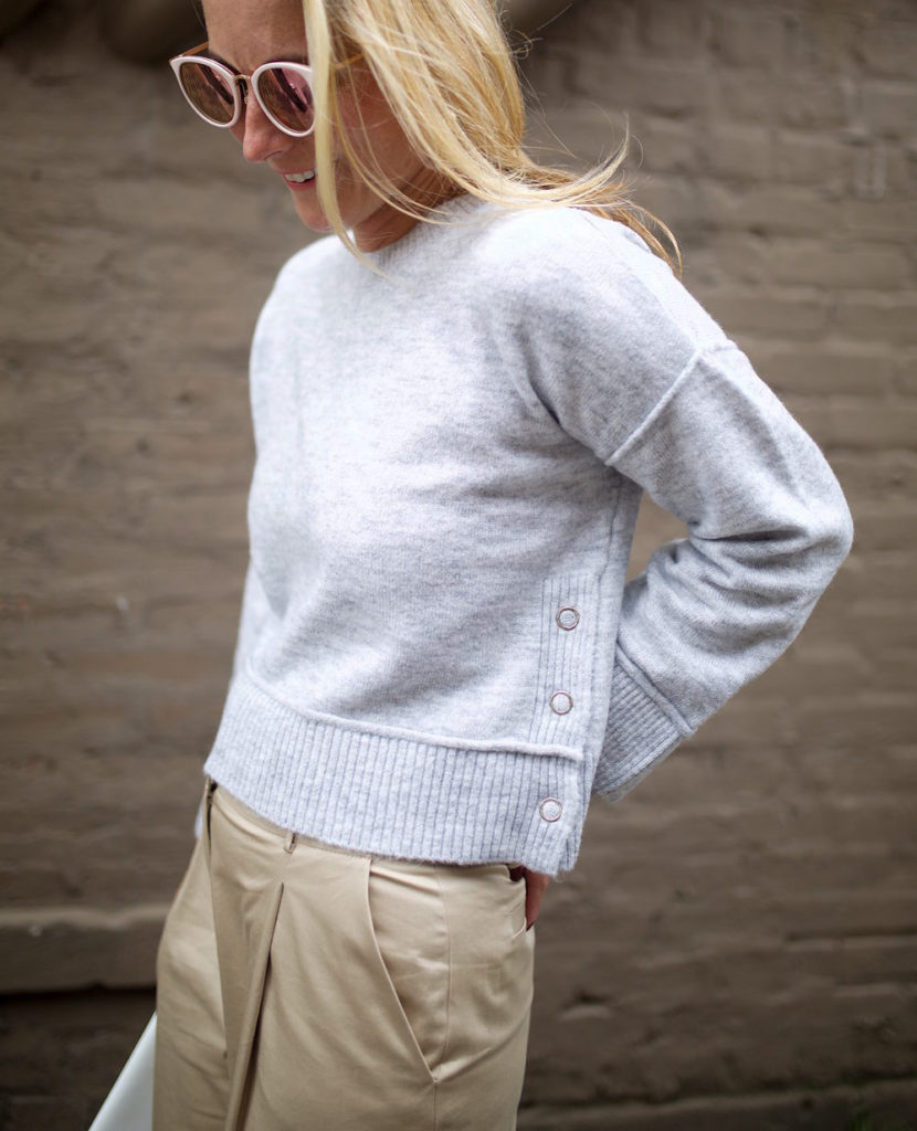 Mo Seam Detail Popper Sweater