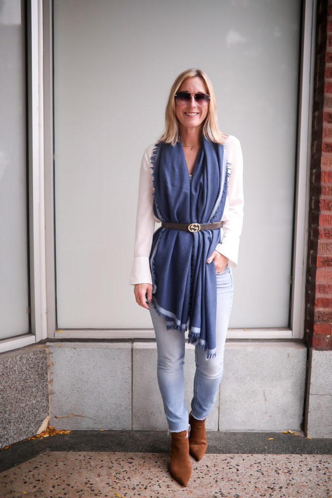 How to Wear A Wrap Scarf - belted drape